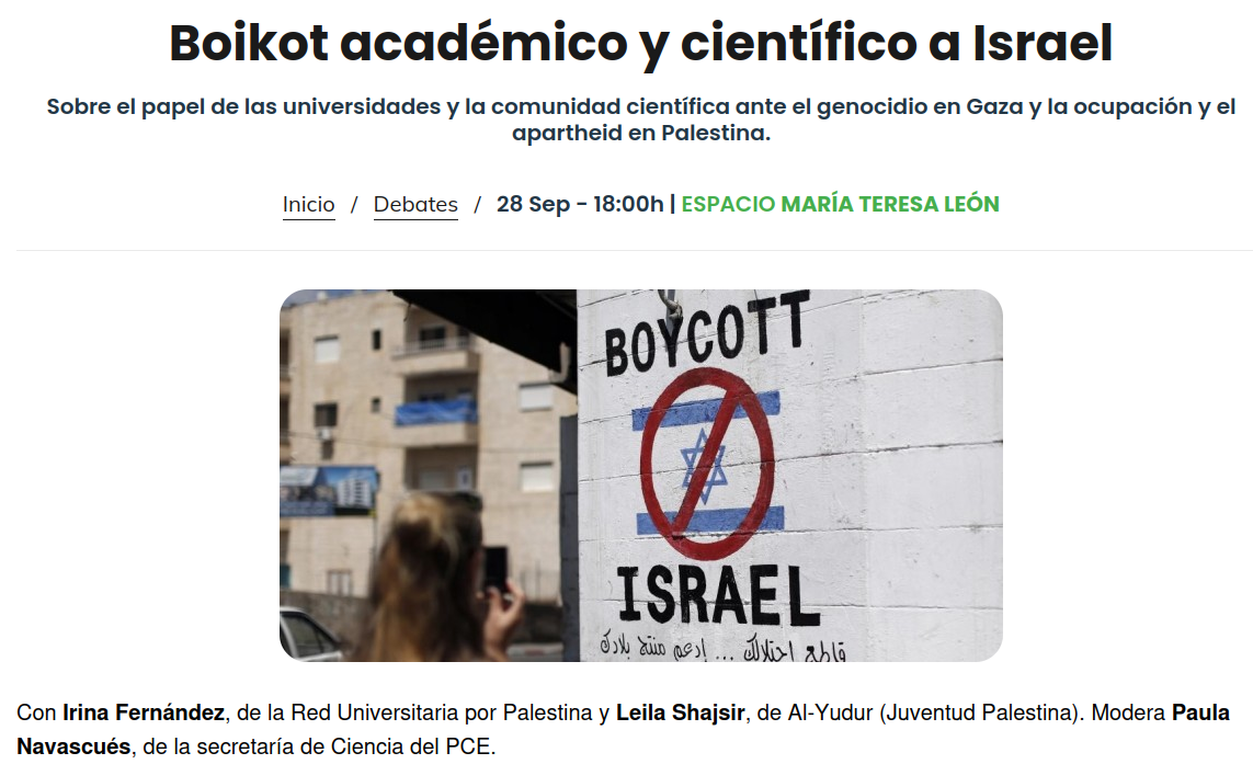 Acto boicot a Israel Fiesta PCE 2024