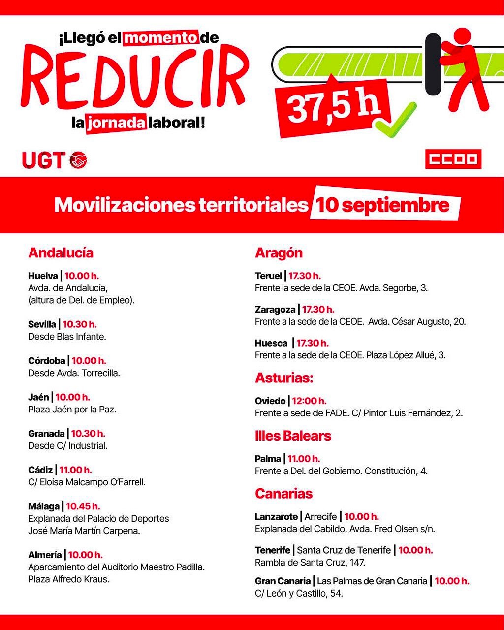 concentraciones reducción horas jornada laboral